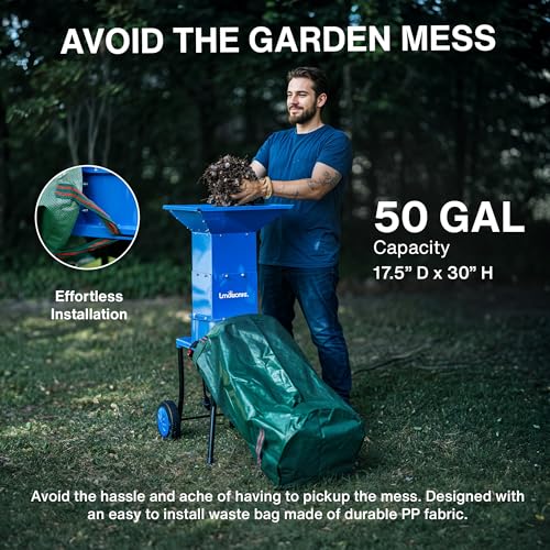 Landworks Leaf Mulcher Shredder Electric Green and Waste Management Heavy Duty 120V AC 11" Inch Cutting Blade .5" Inch Cutting Capacity for Leaves, Grass, & Clippings