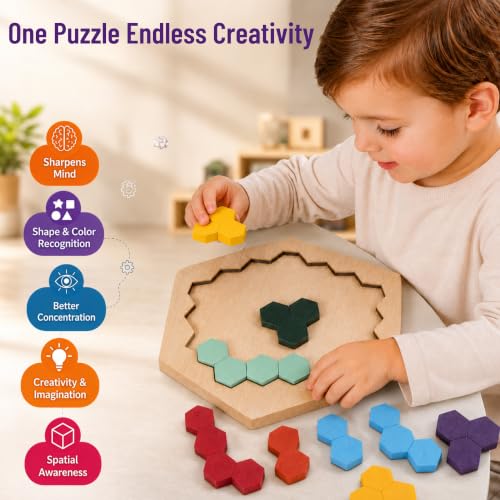 Image of GRAPHENE Wooden Block Puzzle Board Game for Kids Adults 3-10 Years Intelligence Brain Teaser Jigsaw Puzzle Educational Learning Toy Travel Memory Stress Relief Game Gift for Boys & Girls Age
