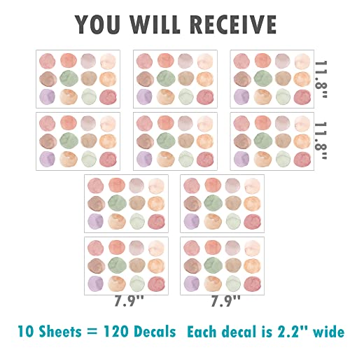 Rofarso 120 Decals 2.2'' Colorful Dots Wall Decals Watercolor Polka Wall Stickers Diy Decoration For Kids Baby Boys Girls Teens Removable Home Decor For Nursery Bedroom Living Room Playing Room (Colorful-B) #TOP3