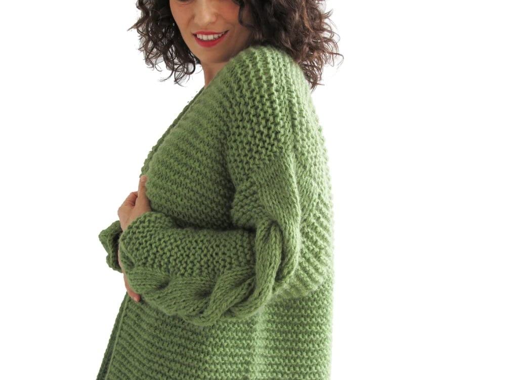 HGJH Damen Strickjacke,Damen-Strickpullover, Vorne Offen, Lange Strickjacke, Zopfmuster, V-Ausschnitt, Klobig, Einfarbig, Blau, Strickjacke, Weich, Elegante, Leichte Herbstjacke Für Lässiges Business