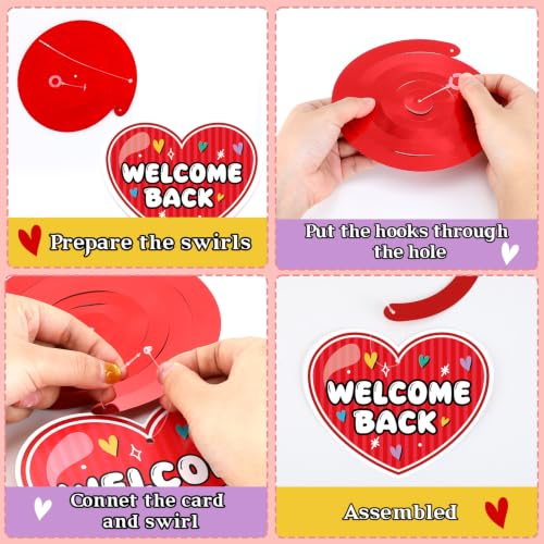 Image of Welcome Back To Work Decoration Banner So Glad You're Back To Work Banner and Hanging Swirls for Office Party Supplies - Rose Gold