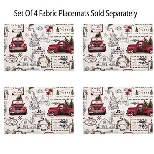 Newbridge Pine Hill Christmas Tree Farm Fabric Holiday Tablecloth - Nostalgic Retro Christmas Farm Truck Print No Iron And Stain Resistant Fabric Tablecloth, 52” X 70” Oblong/Rectangle #TOP3