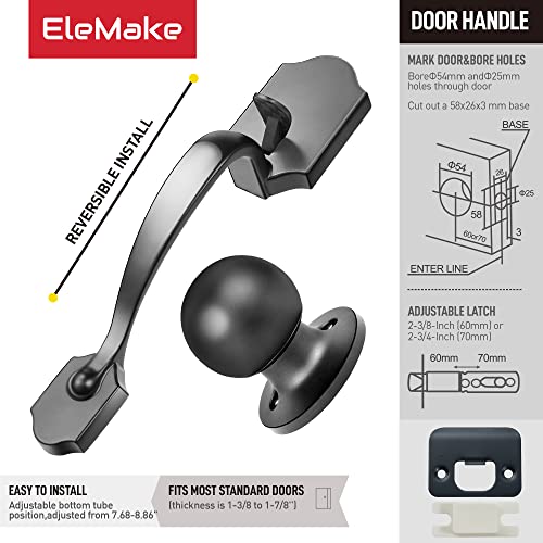 Motovecor FDH-302B Front Door Handleset Entry Door Handle Set With Cove Knob For Right And Left Handed Sided Doors, Interior And Exterior Entrance Passage Lock Matte Black thumb #5