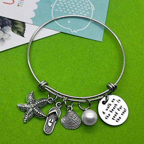 Beach Lover Gift Bracelet Beach Jewelry Beach Themed Gifts Summer Beach Jewelry Bracelet Beach Themed Bangle Jewelry Gift Birthday Christmas Graduation Gift For Girls Women Wife Sisters - Image 4
