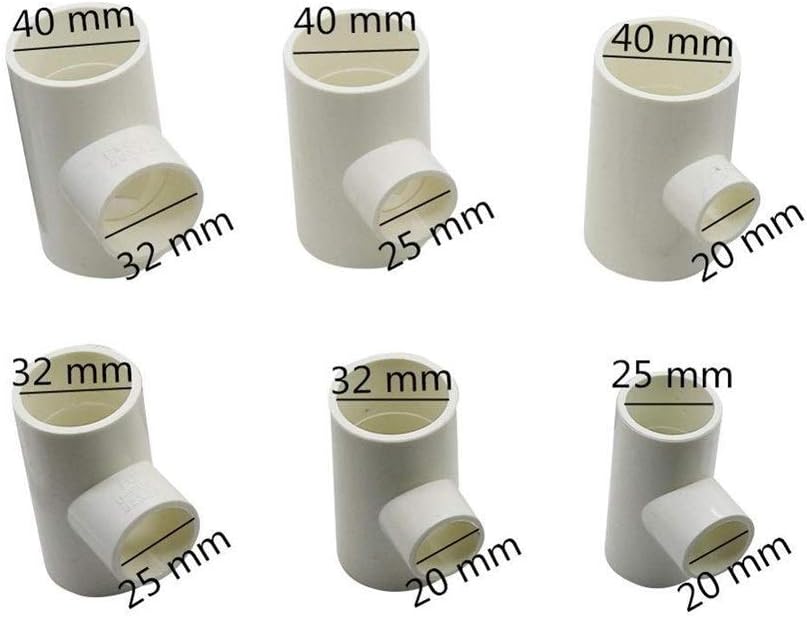 Hose Connector Adapter 25-20/32-20/32-25/40-20/40-25/40-32Mm Pvc Reducing Tee Joint Reducing Pipe Adapter Pipe Water Pipe Fitting Irrigation Joint/White/40Mm 25Mm