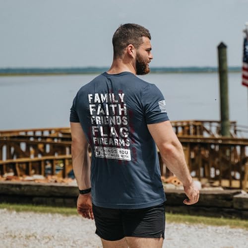 Nine Line 5 Things You Don't Mess with Unisex Navy Patriotic T-Shirt - Includes American Flag and Dropline Logo2