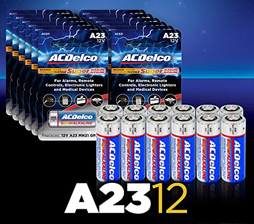 Acdelco 12-Count A23 Batteries, 12V Maximum Power Super Alkaline Battery, 5-Year Shelf Life #TOP1