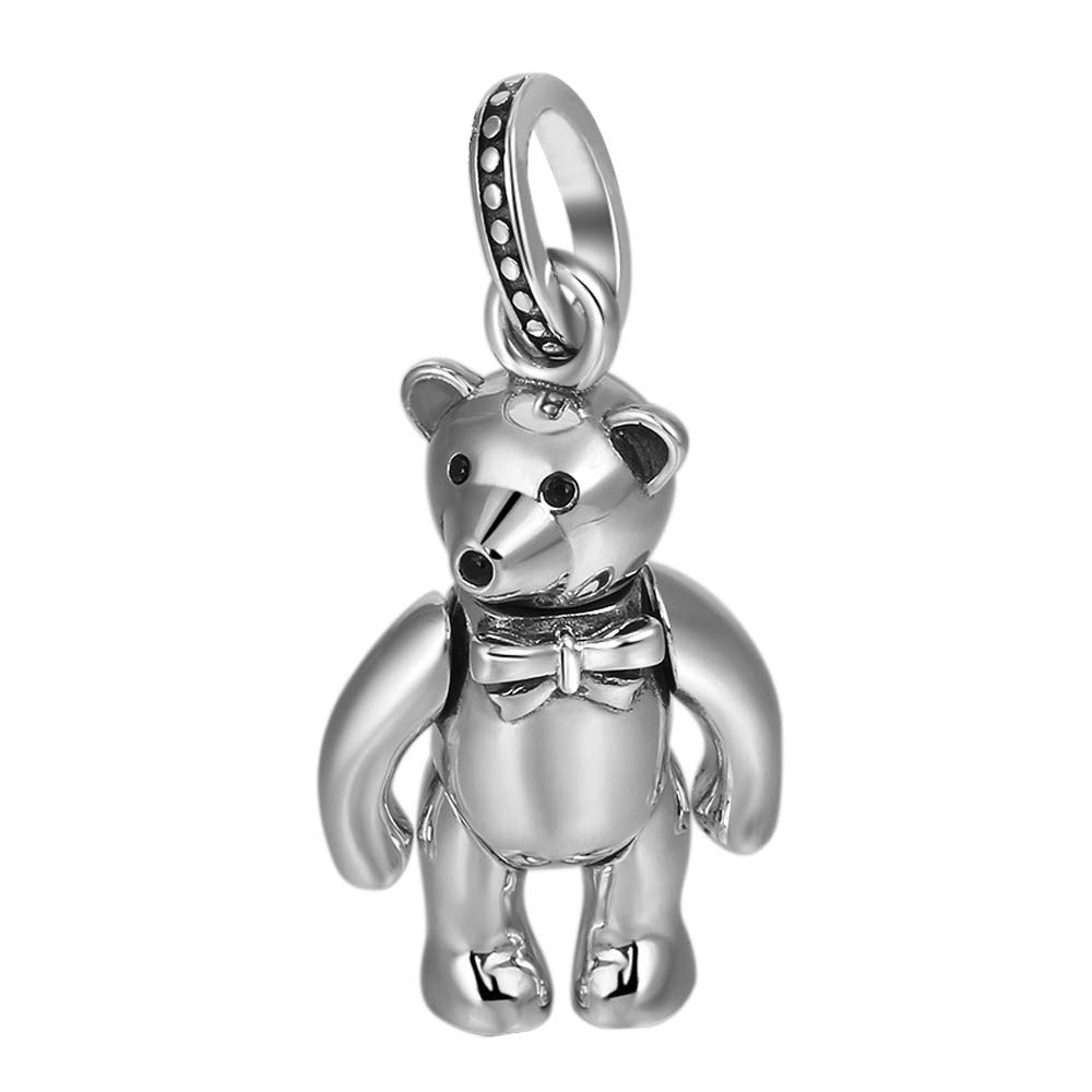 ForFox Ciondolo Orso Orsacchiotto Teddy Bear in Argento Sterling 925 per Uomo Donna