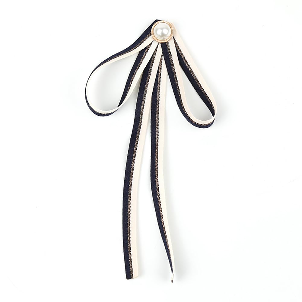 JKQBUX Cute Japanese Ribbon Bow Tie Brooch Pins For Womens Girl Necktie Pearl Uniform Pre-Tied Bowknot Corsage Party Ceremony Accessories