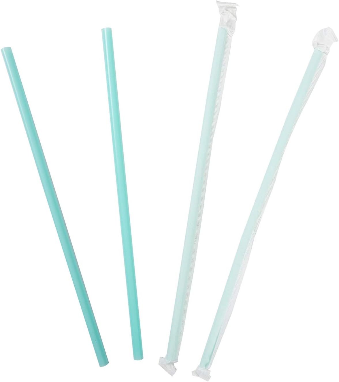 AmerCare 10.25 Inch Giant Blue Paper Wrapped Straws, Case of 1200