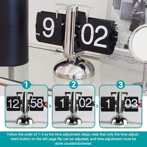 Flip Desk Clock,Retro Digital Flip Down Clock,Retro Minimalist Single Foot Mechanical Auto Flip Clock Desk Clock Digital Display for Home Livingroom(Black) by HERCHR - Image 4