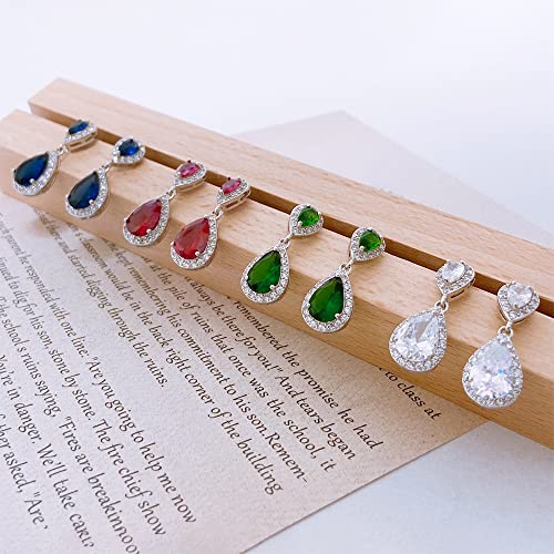 Lavina Fancy Teardrop Cz Clip On Dangle Earring Classic And Elegant Hypoallergenic Earrings For Women Brides Wedding (Red) #TOP5