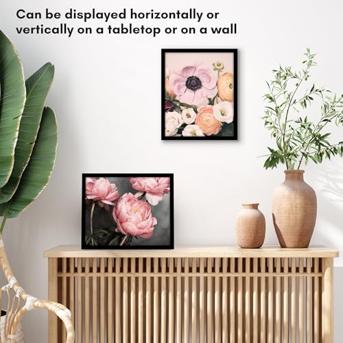 Americanflat 9x11 Picture Frame with Shatter-Resistant Glass - Streamline Collection - Thin Border Photo Frame for Tabletop and Wall Display - Hanging Hardware and Easel Stand Included - Black