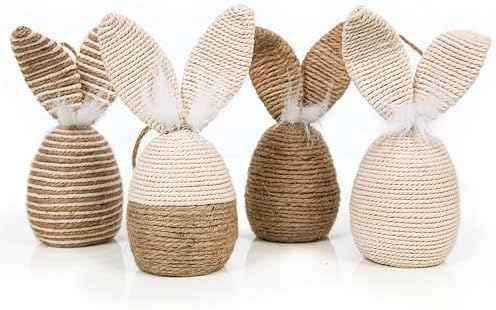 Logbuch-Verlag 4 conigli pasquali decorativi, macramè, coniglietto, 17 x 8 cm, uova di Pas...