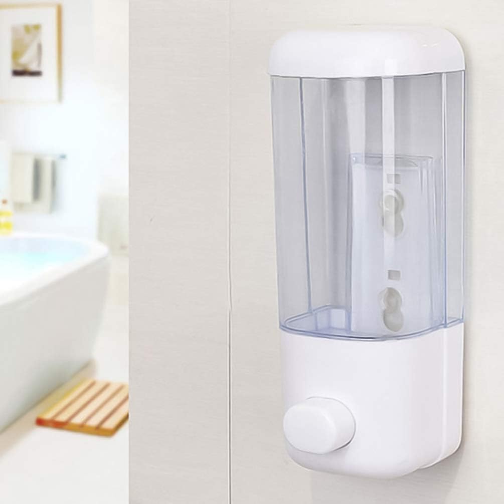 In House 500 ml Wall Mounted Soap Dispenser Bathroom Sanitizer Shampoo Shower Gel Container Bottle, silver Transparent, Sd 2001