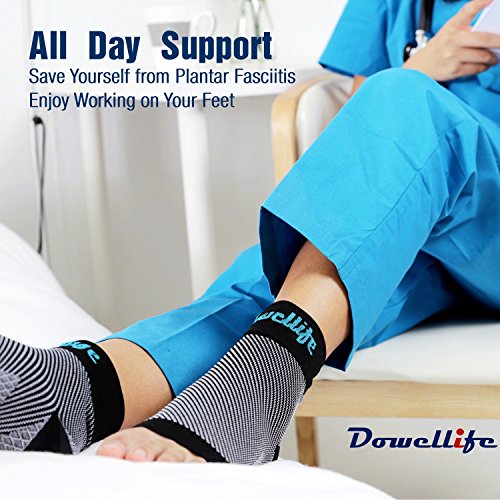 Dowellife Plantar Fasciitis Socks, Ankle Brace Compression Support Sleeves & Arch Support, Foot Compression Sleeves, Ease Swelling, Achilles Tendonitis, Heel Spurs for Men & Women (Black, S)