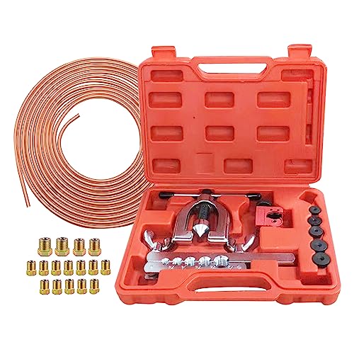 Legines 25 ft 3/16' Brake Line Kit +16pcs Fittings +Double & Single Flaring Tool