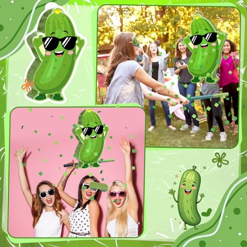 Gueevin Pickle Piñata Pickle Birthday Party Decorations Supplies Cute Cartoon Cucumber Piñata Set with Stick Blindfold for Dill Vegetable Themed Birthday Baby Shower Celebration Decorations by Gueevin - Image 7