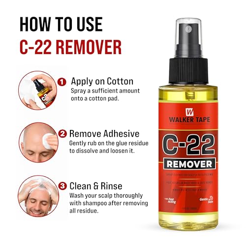 Image of Walker Tape C22 Remover | Adhesive Remover For Hair Wigs & Patches,Hair Toupees & Extensions| Fast Cleaner | Fast-Acting | Citrus Flavor | Skin Safe | Pack Of 2 (118 ML)