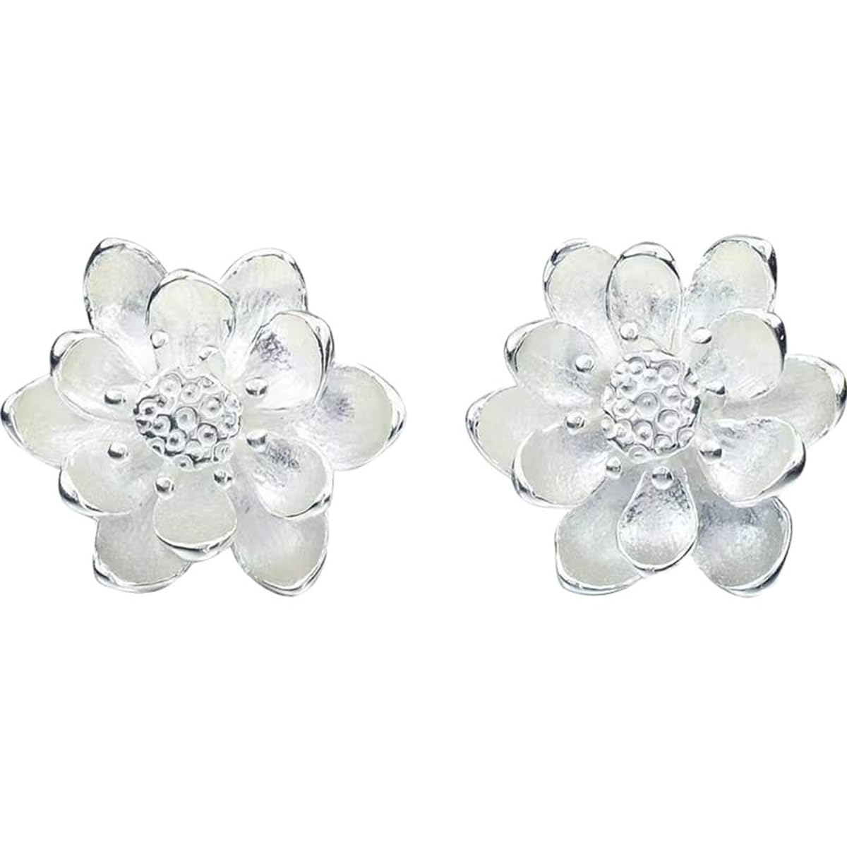 HUGETOMATO Lotus Ohrringe 925 Silber - Minimalistische Steck