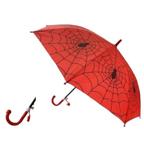 Guarda Chuva Infantil Estampa de Aranha + Apito: Armação Ferro 8 Varetas e Abertura Automática