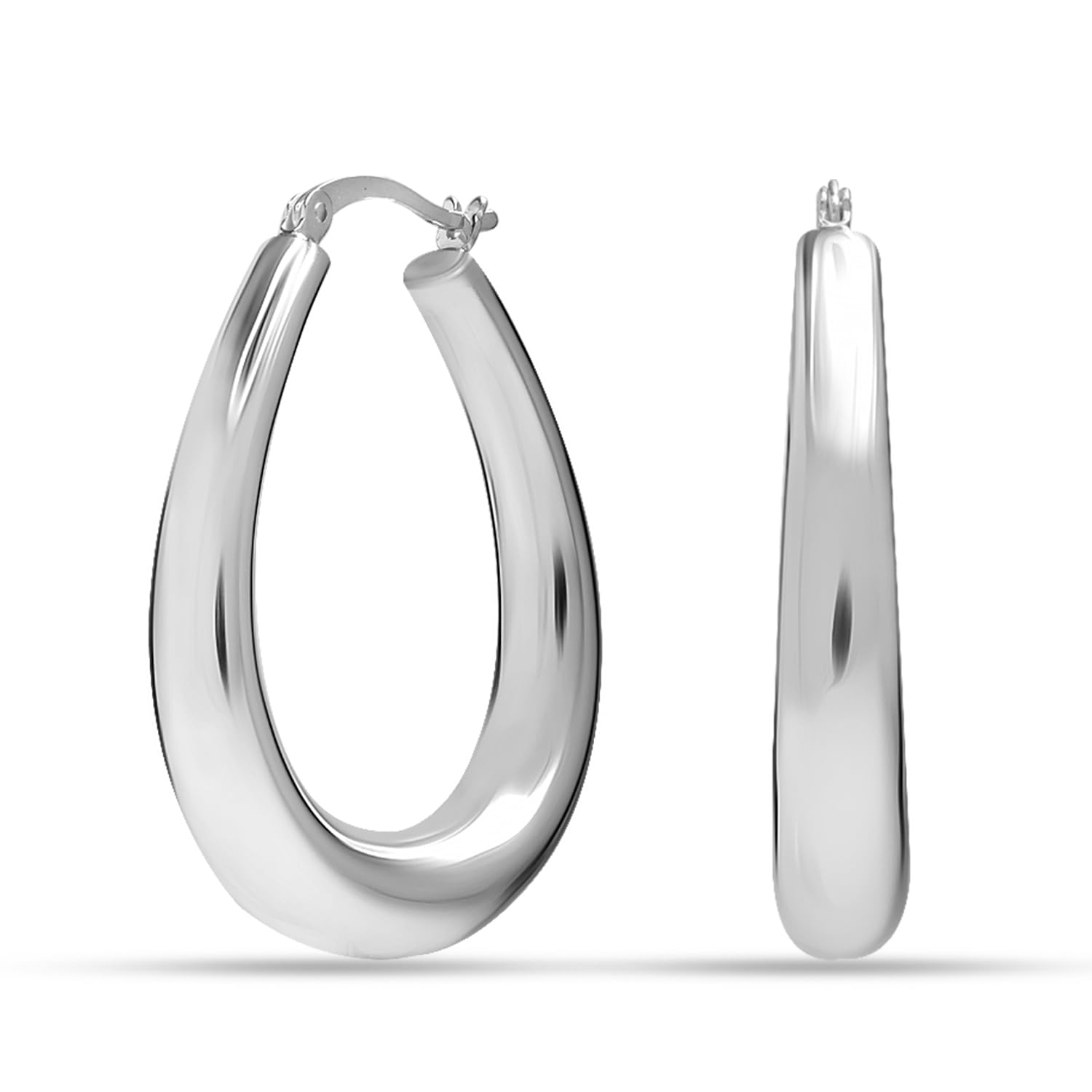LeCalla Sterling Silver Jewelry Shrimp Classic Diamond-Cut Leichte Creolen für Damen Mädchen