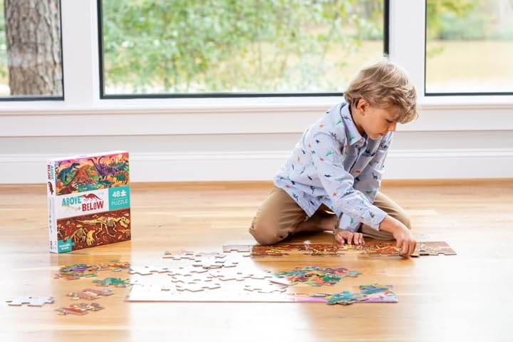 Crocodile Creek - Above + Below - Dinosaur World - 48-Piece Jigsaw Floor Puzzle with Heavy-Duty Shaped Box for Storage, Large 27" x 20" Completed Size, Designed for Kids Ages 3 Years and up - Image 4