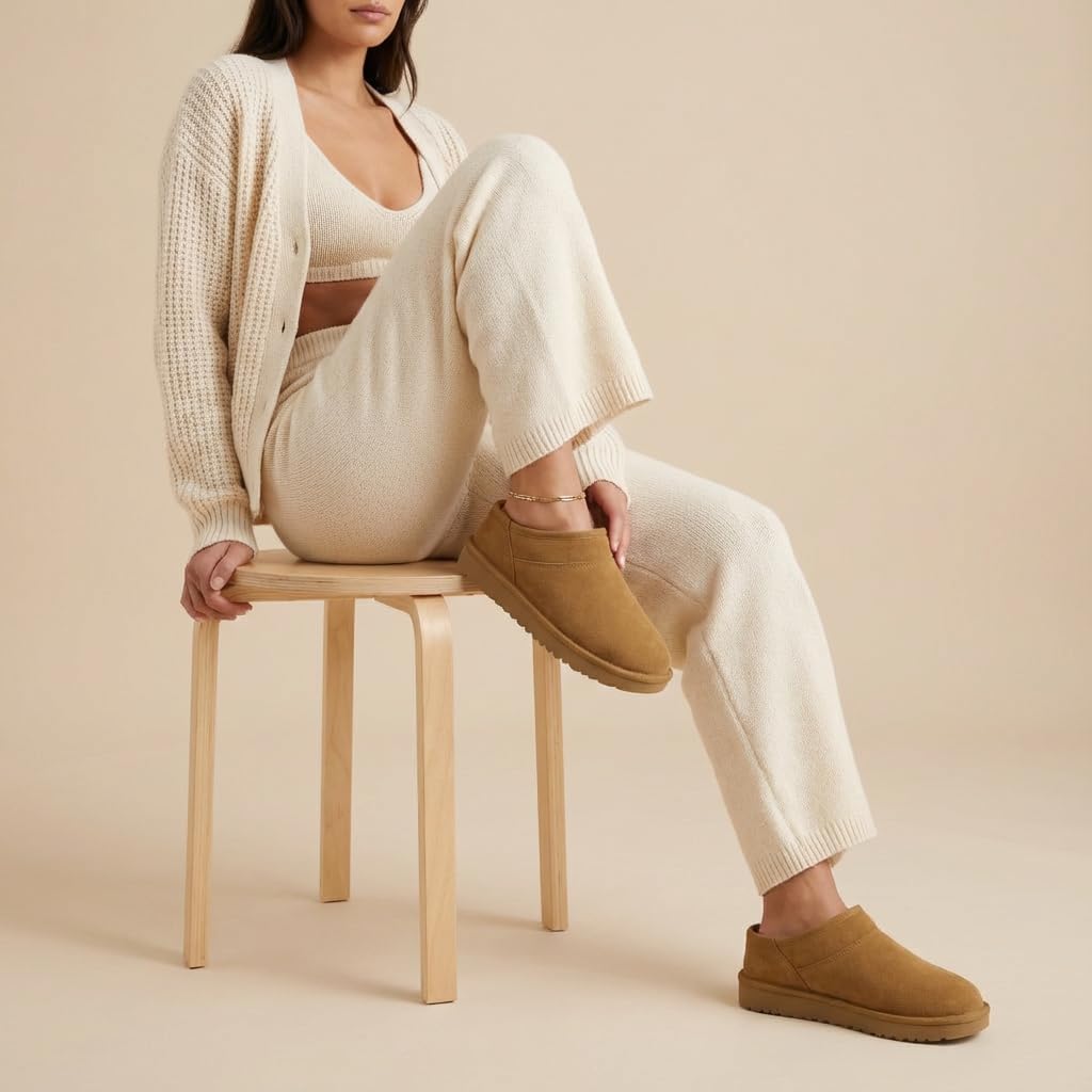 CUSHIONAIRE Hilo-3 Cozy Suede Womens Slippers, Soft Faux Fur Lined Slip On House Shoes for Women with Cushioned Memory Foam - Image 5