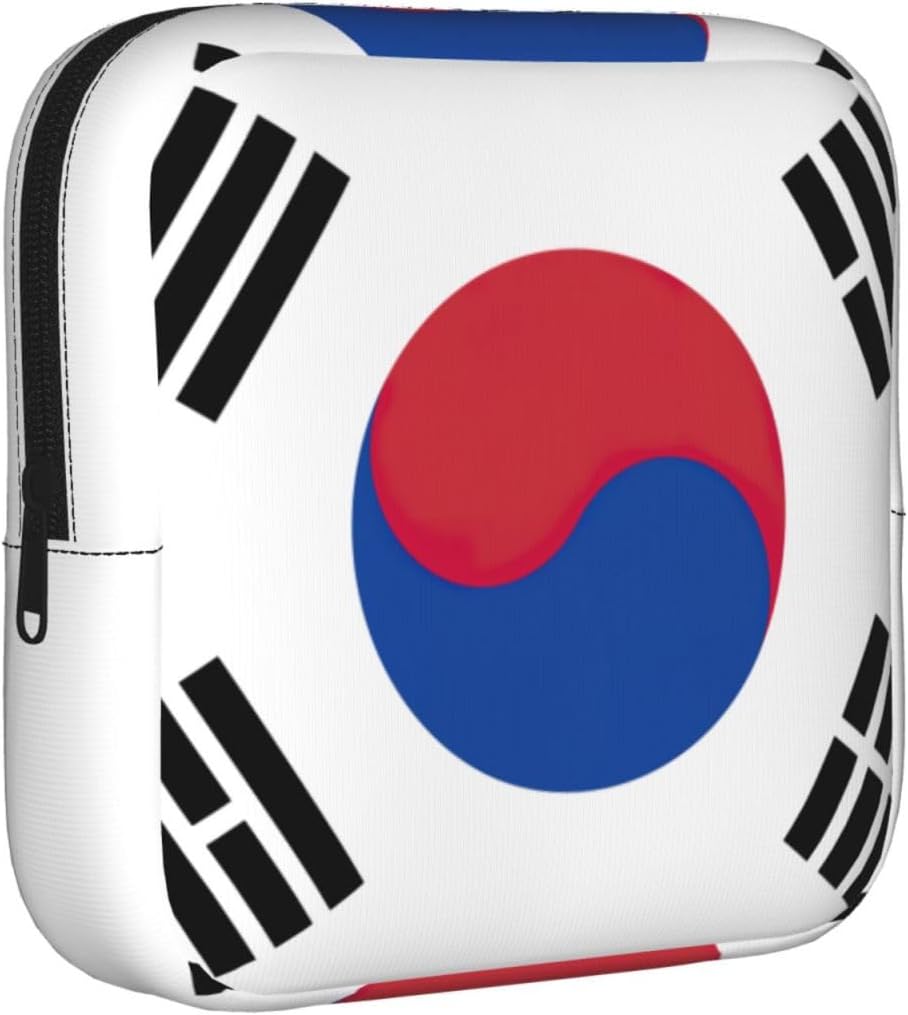 Flag Of Republic Of Korea Print Women Period Bag Sanitary Pouch Portable Pad Pouch Tampon Holder Small Zipper Pouch Storage Bag