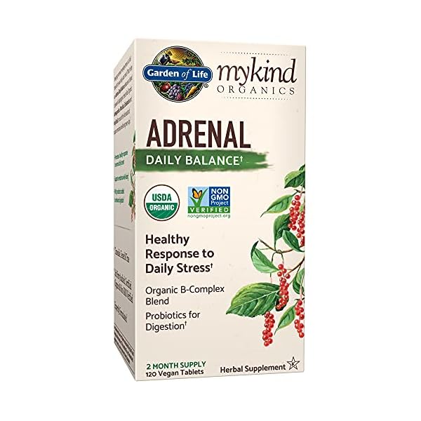 Garden of Life mykind Organics Adrenal Daily Balance, Adaptogenic Herbs Ashwagandha, Holy Basil, B Complex & Probiotics…