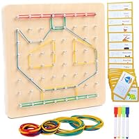Wooden Geoboard, Montessori Toys, Geoboards with Rubber Bands Graphical Mathematical Education Toy for Kids Developing Imagination and Geometric Shapes For Baby Learning Tool Fine Motor Skills Toys