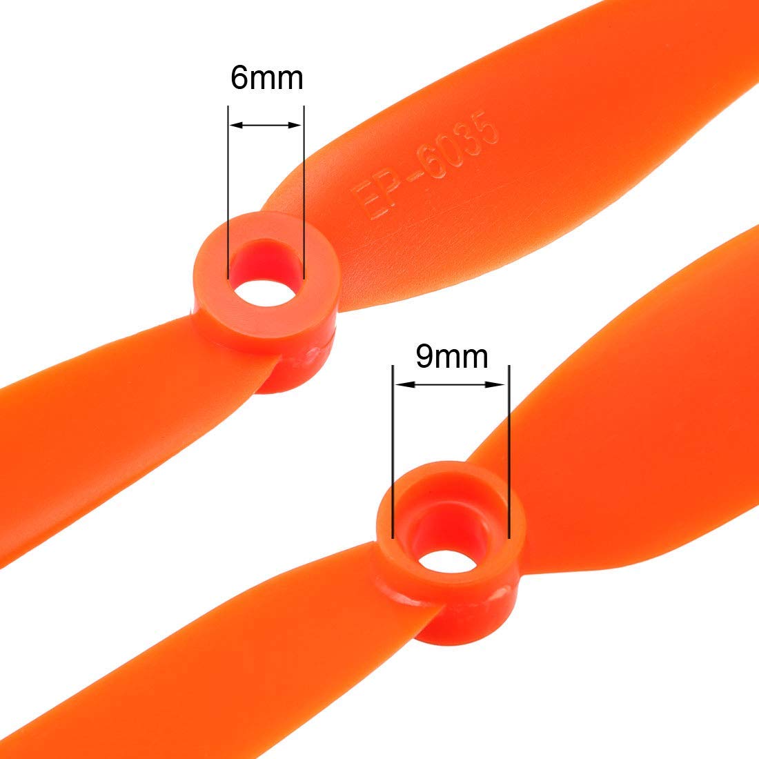 4x RC Propeller 6035 Orange - 6x3,5 Zoll Mit Adapter Für Flugzeugmodell