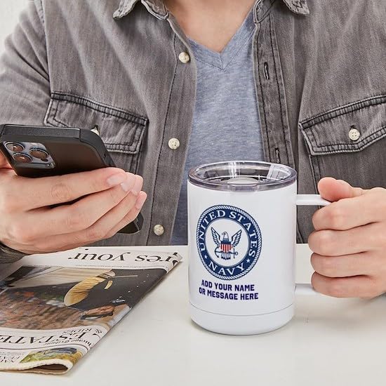 CafePress Custom Personalized US Navy Symbol Personalized 15 oz Stainless Steel Insulated Travel Mug