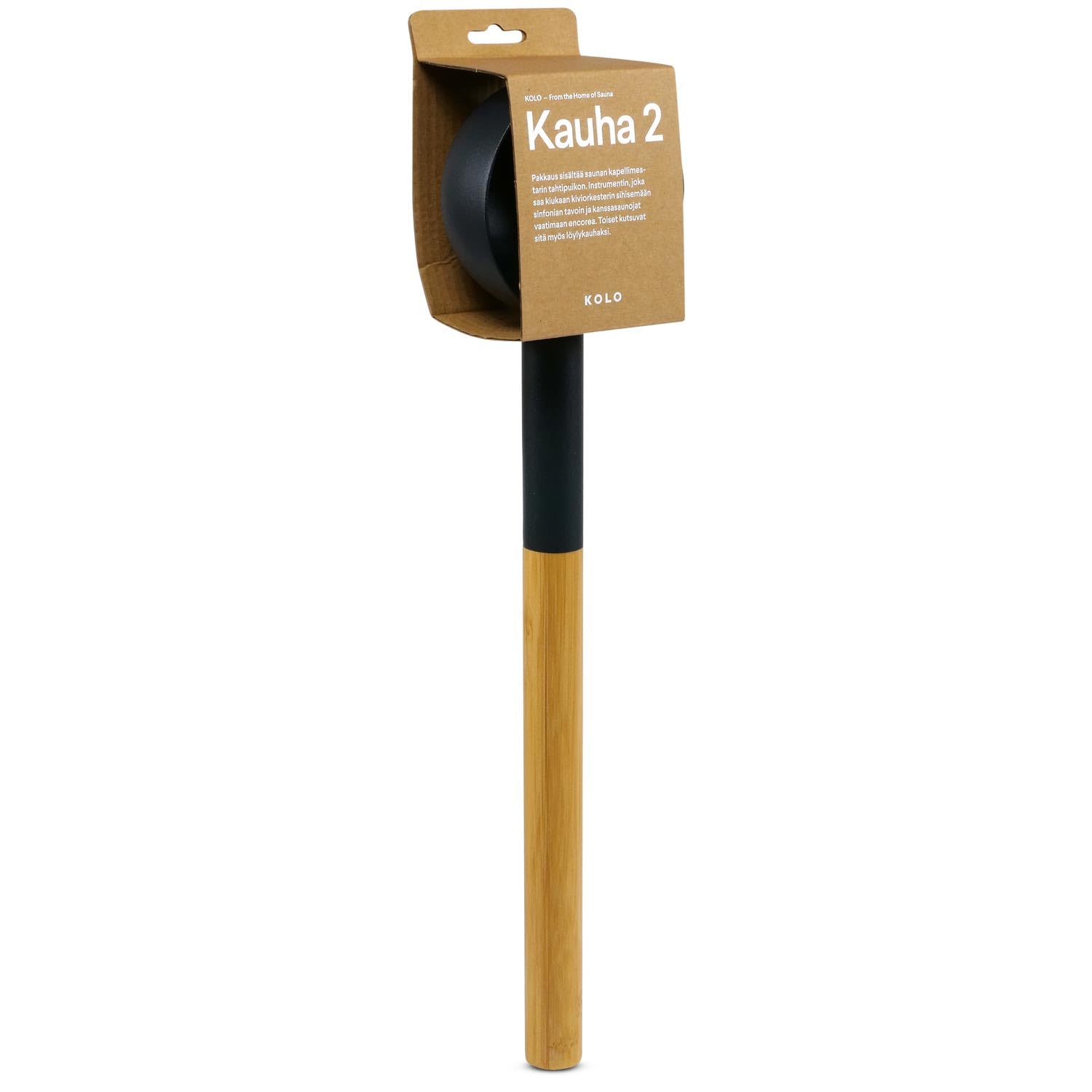 KOLO Kauha 2 Sauna Kelle 300 ml - Schwarzes Aluminium mit Bambusgriff 43 cm - Premium Saunakelle - Langlebig & ergonomisch - Für Aufgüsse und authentische finnische Saunakultur - Made in Finland
