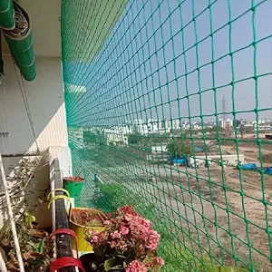 HSDS Bird Net/Pigeon Net/Anti Bird Net UV Stabilized HDPE (with Clips & Tying Ropes) Green 18 Ply NET/Primume Quality pegion net 18 ply (20 x 60 ft)