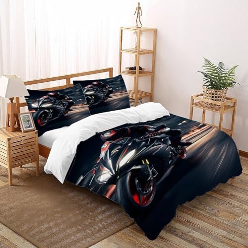 Housse couette fusée noire 3D parure lit simple 2 pièces 135x200 cm