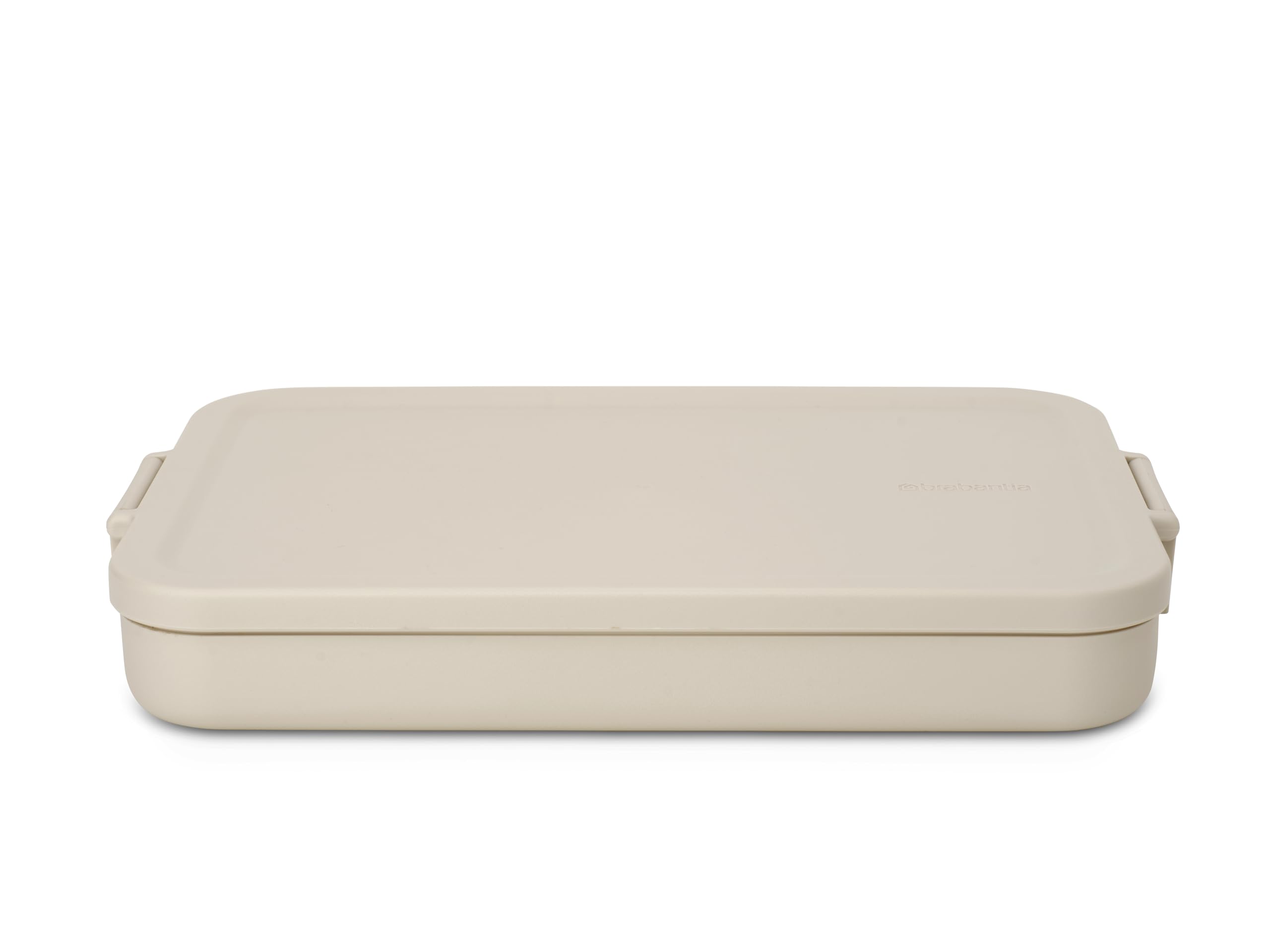 Brabantia Soft Beige Make & Take Lunch Box Bento (1.1L), Removable Compartments For Food Separation, Plastic Food Container Lid With Clips, Bento Box, Dishwasher & Microwave Safe, 25.5 X 16.6 X 3.7Cm