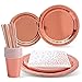 colmanda Oro Rosa Party Set, 42 Pezzi Stoviglie per Feste Oro Rosa, Articoli da Tavola in Oro Rosa per Compleanni Feste Matrimoni Anniversari