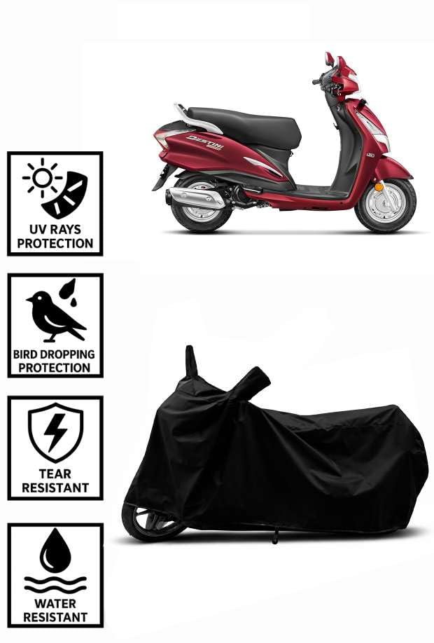 Image of Heavy Duty Waterproof Scooty & Bike Cover for Hero Destini - UV Resistant, Dustproof & Rain Protection, All-Weather Outdoor Cover for Bikes & Scooty with Buckle Straps