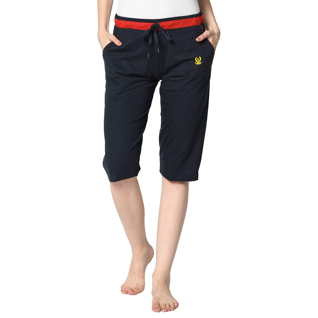 Women's Cotton Three Fourth Capri Shorts with Side Pockets |Women's Casual Shorts-B5521