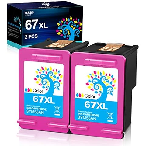 H&BO TOPMAE Remanufactured 67 Color Ink Cartridge Replacement for HP 67XL 67 XL Ink Cartridge for Envy Pro 6055 6455e 6055e 6452 6052 6075 6455 DeskJet 2755e 2752 4152 4155e Printer(2 Color) Cover