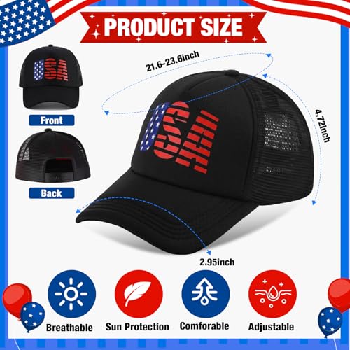 Image of Hercicy 10 Pcs 4th of July Hats American Flag Hat Patriotic Hat Bulk 250th Anniversary USA Mesh Trucker Caps for Men Women