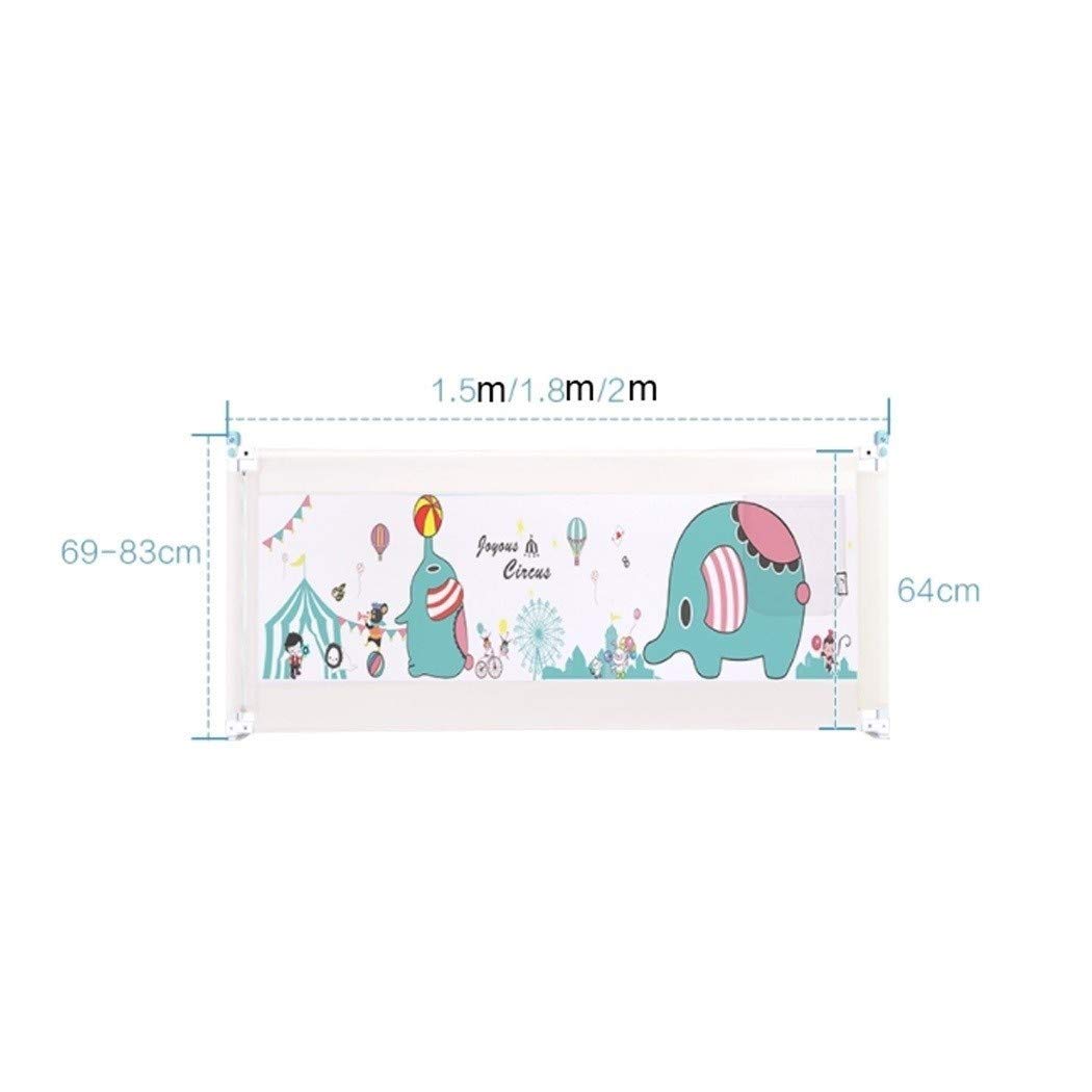 Barandilla de Cama de 1,8 m y 2,0 m con Bolsillos. No Ajustable. Anticaídas para Cama. Protector de Cama para niños. (Color: Blanco, Tamaño: 150 cm - 1 Unidad)