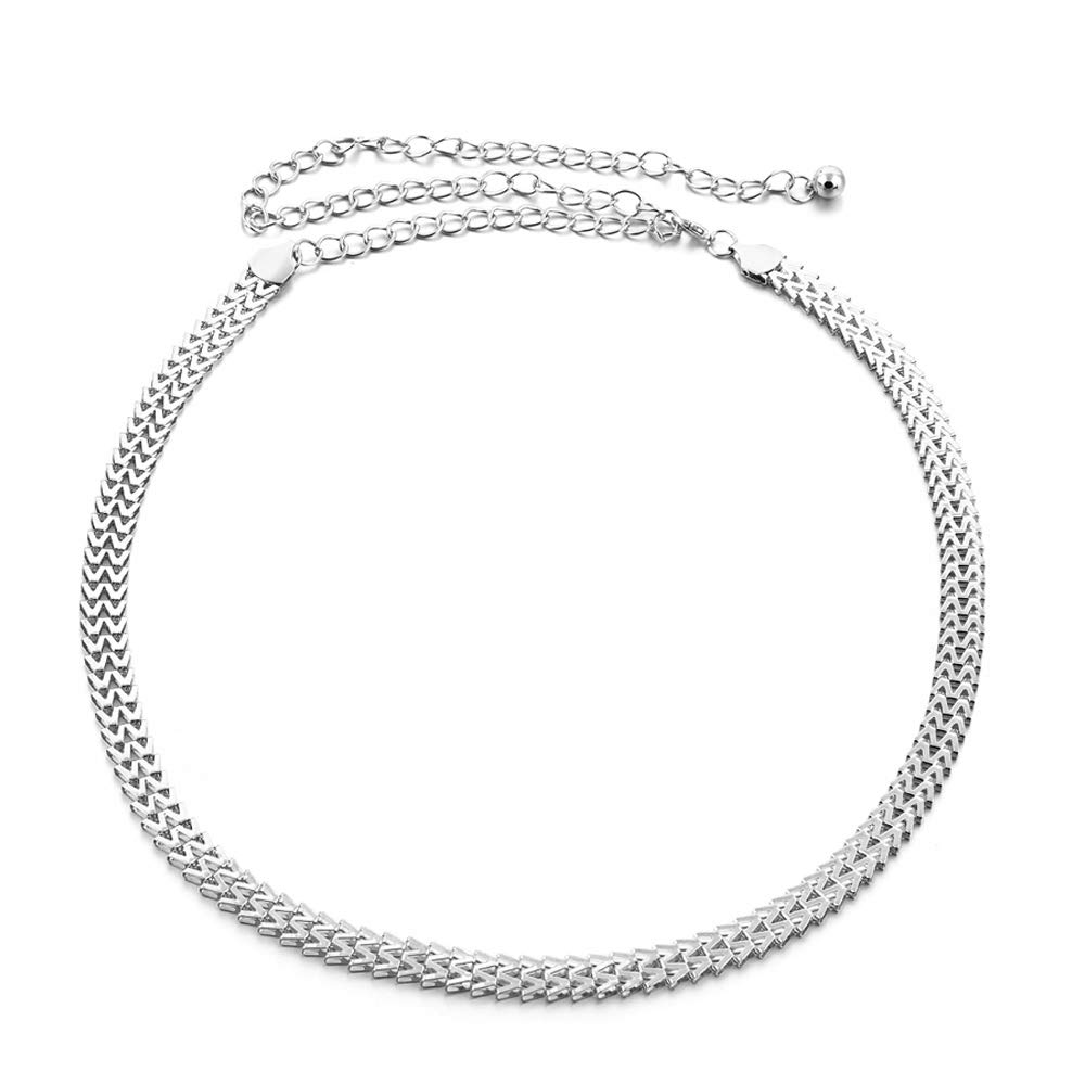 Trimming Shop Women Adjustable Waist Belt Metal Body Chain with Stylish Clasp, Fashionable Accessory Waistband for Casual, Formal Wear, Dress, Western Outfits, Party Wear