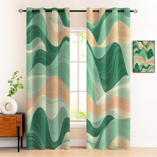 Rideau occultant thermique isolant opaque pour décoration salon vert sauge