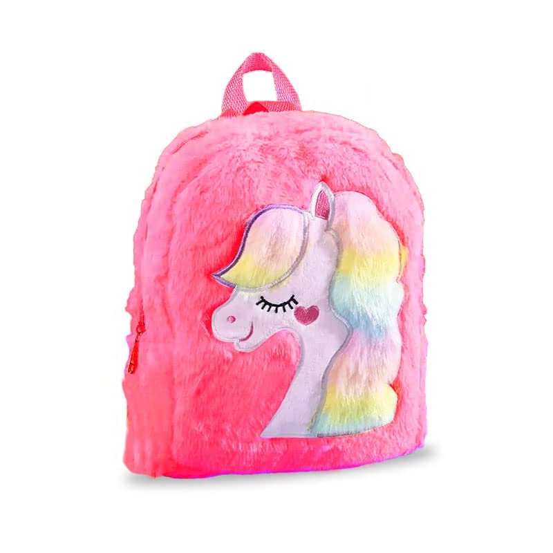 Unicorn Bag for Girls – Unicorn Soft Fur Bag for Kids - School & Picnic Bag, Lightweight Travel School Mini Backpack for Girls & Kids, Birthday Gift for Girls, Return Gifts-image-2