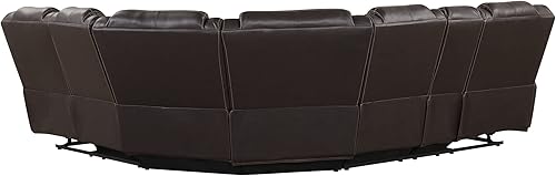 Miniatura 4 de Lifeand Moderno sillón reclinable manual de piel sintética con consola central y tira de luz, sofá simétrico de poliuretano con 2 portavasos y