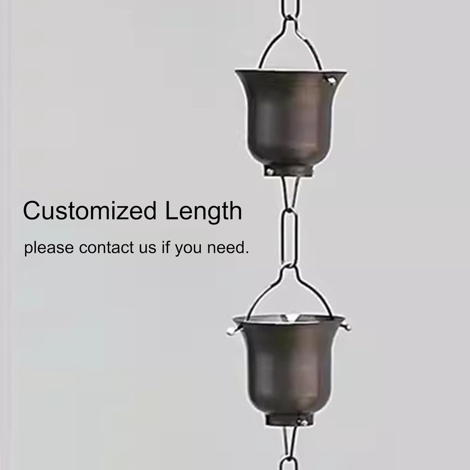 Rain Chains Copper Rain Gutters Chains, Rain Catcher Chain for Home Garden(Style2,260cm (8.5ft))