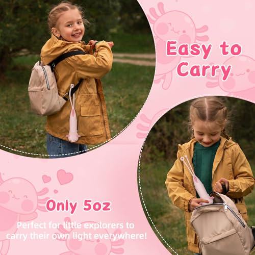 Image of Axolotl Kid's Flashlight Rechargeable, LED Kid Flashlight for Boys and Girls, Suitable for Camping and Outdoor Exploration Students, Fun and Lightweight Flashlight, Birthday Gift