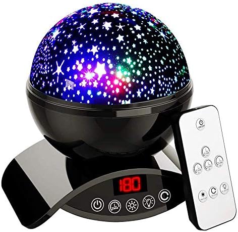 Star Projector Night Light for Kids - Baby Night Light Projector for Bedroom - with Timer Remote and Chargeable - Gift for Kids - Black